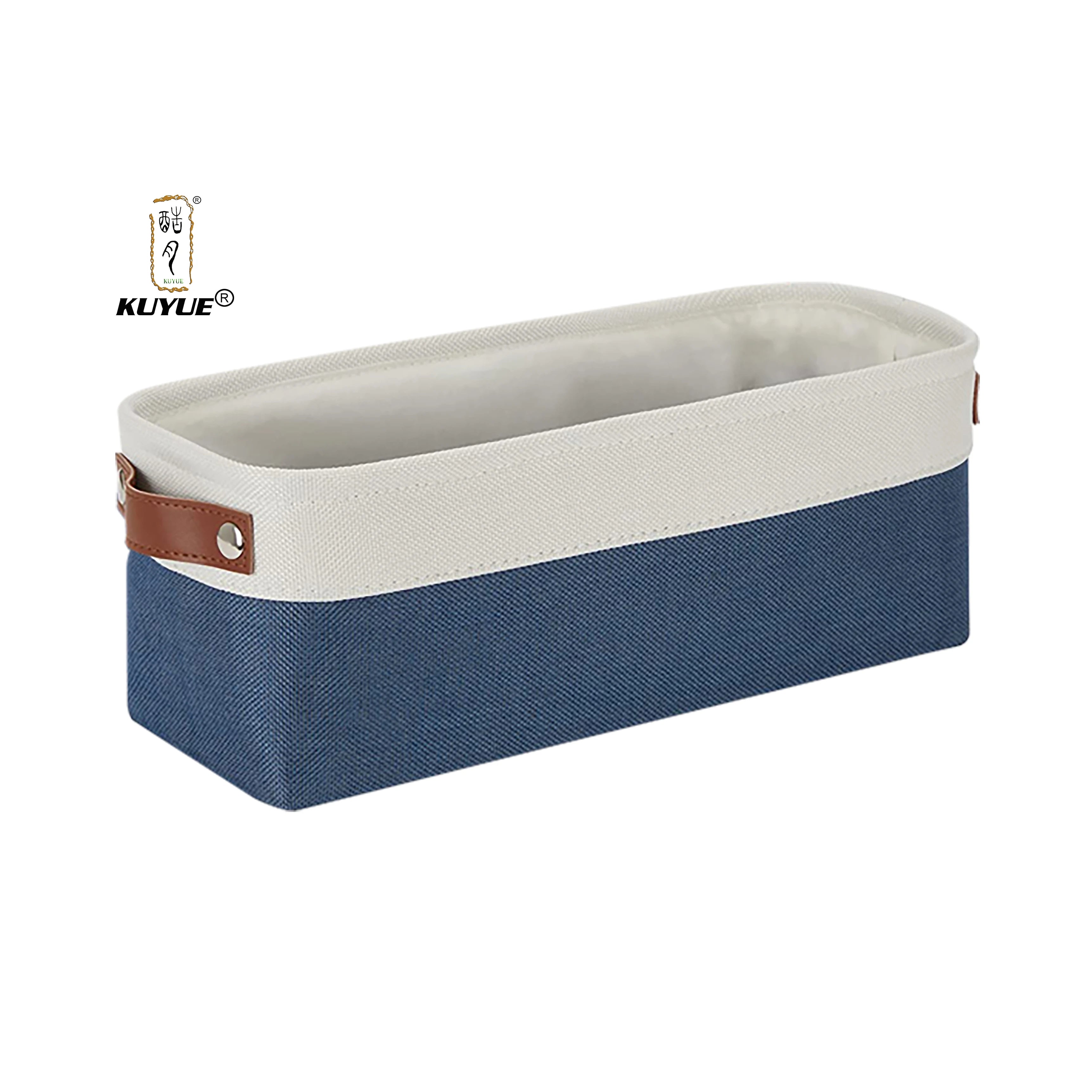 KUYUE 2-Pack Foldable Bathroom Storage Baskets Soft Cotton Fabric Empty Small Organizer Functional Design for Home Office Gifts