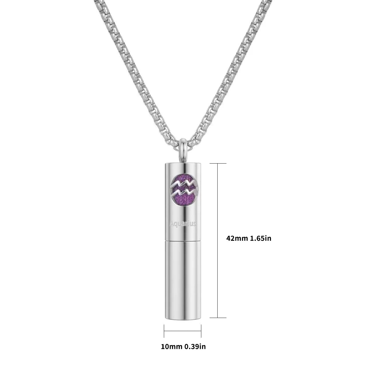 New Zodiac Sign Cylinder Shape Stainless Steel Aromatherapy Diffuser Pendant Necklace Aromatherapy Locket Necklace For Gift