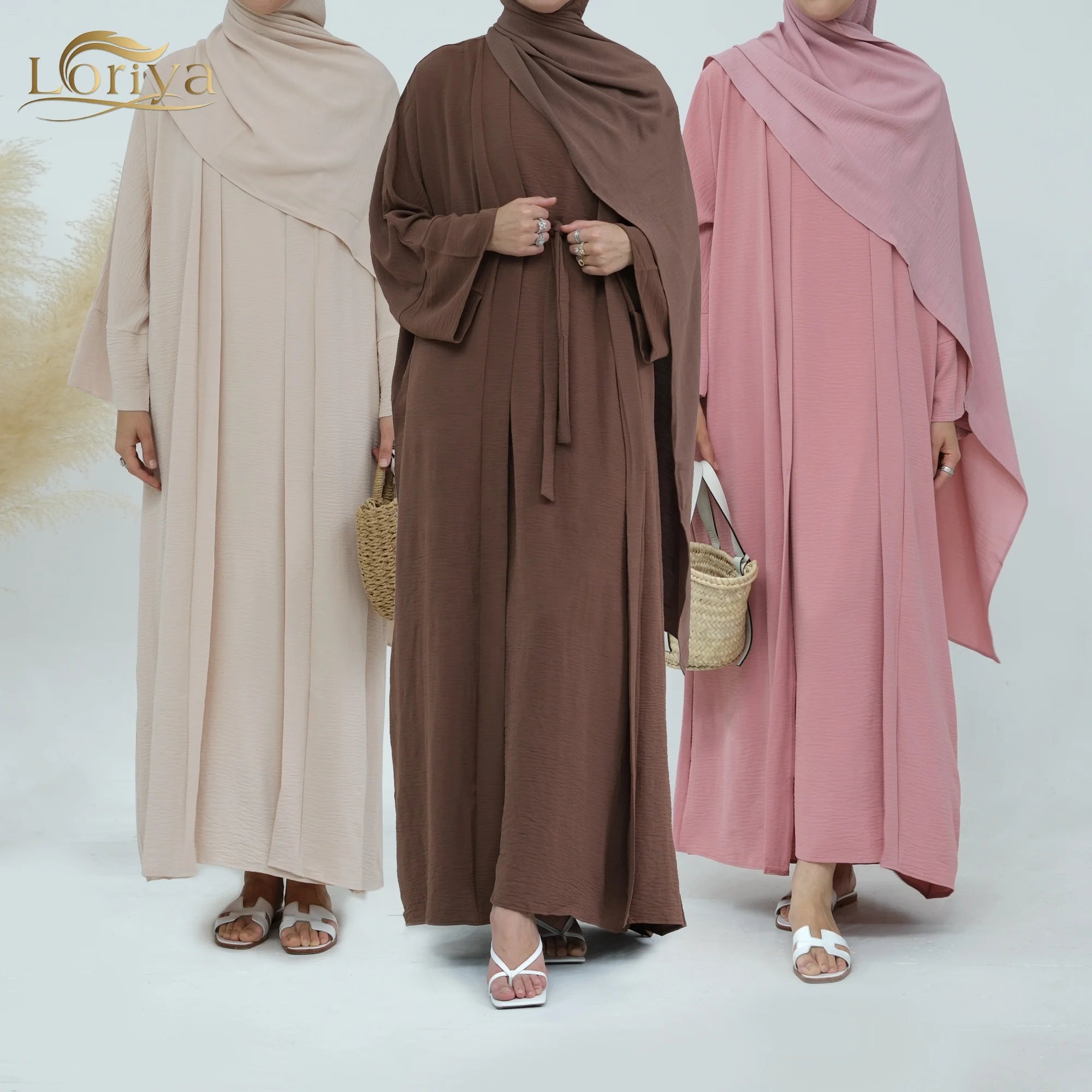 Loriya Hot Selling 2 Piece Abaya Set Islamic Clothing Traditional Muslim Clothing Dubai Abaya for Muslim Women Abaya Designs