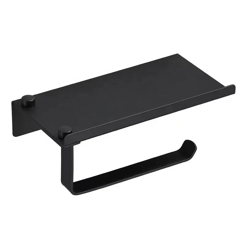 Modern Toilet Paper Holder Black Roll Holder for Hotel Durable 304 Stainless Steel Multi-functional Paper Towel With Shelf