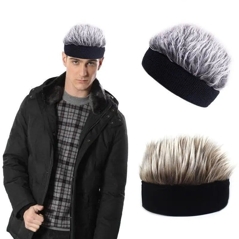 Men Women Beanie Wig Hat Fun Short Hair Caps Breathable Sports Baseball Cap With Spiked Hair