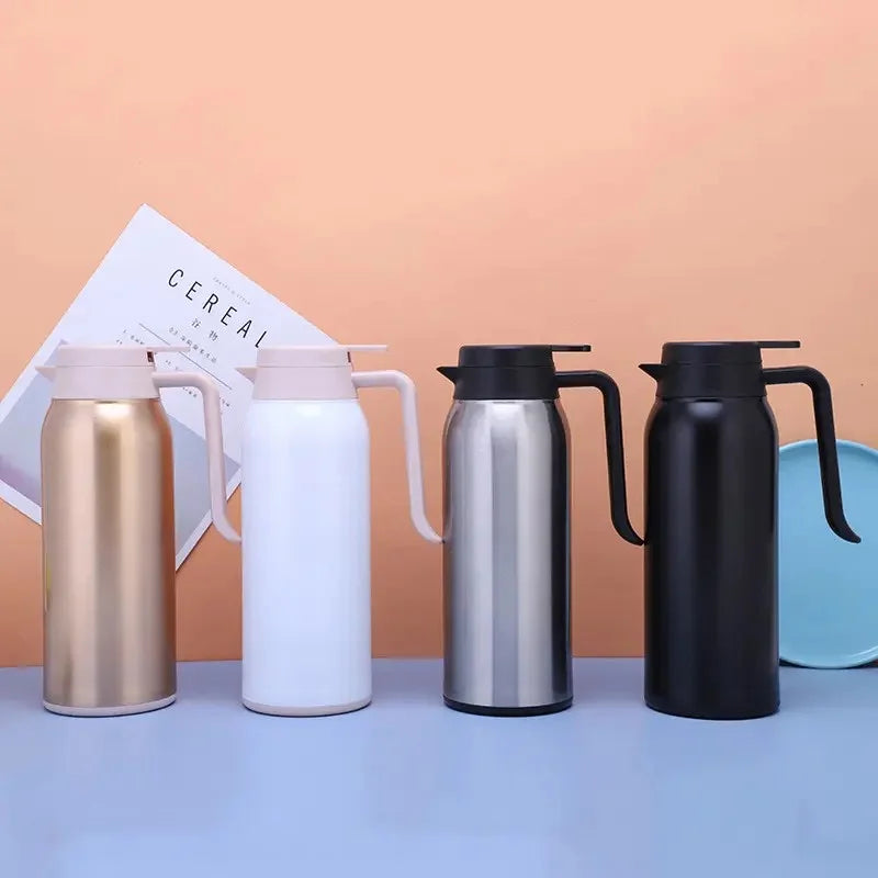 1.5L Double Wall Stainless Steel Tumbler Large Vacuum Insulated Flask for Hot/Cold Drinks for Camping Tea Pot Handle for Parties