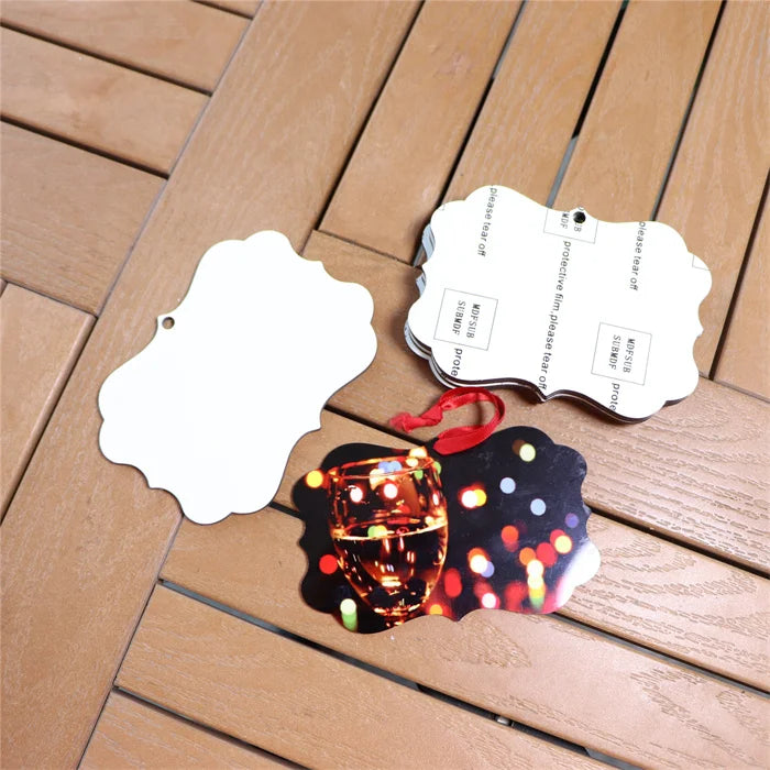 MDFSUB in Stock Double-sided 3mm Thick Sublimation Blank Wooden Ornament Sublimation Mdf Ornament for Christmas Tree Decoration