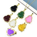 SC Hot Selling Zircon Crystal Buddha Pendant Necklace Stainless Steel Amulet Lucky Laughing Maitreya Buddha Necklace Women Men