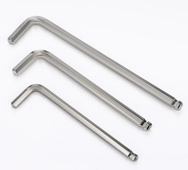 1/2" 3mm 2.5mm CR-V L Shape Silver Ball End Hex Wrench