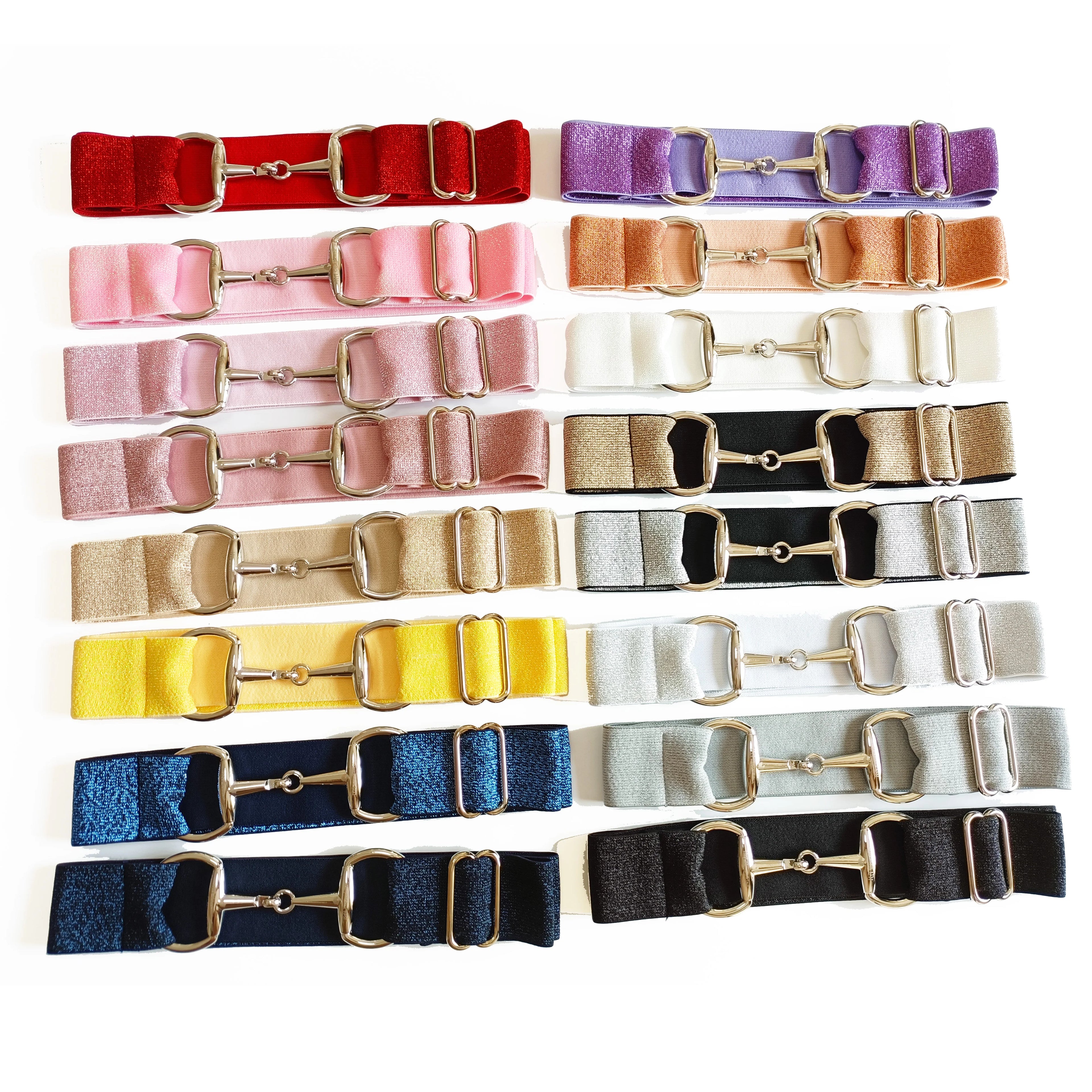 Free Logo Engraving 1.5 Inch Rose Gold Horseback Snaffle Bit Buckle 1000 Colors High Waist Elastic Equestrian Belt Riding No MOQ