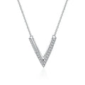 2023 New Fashion Letter-Style Moissanite Diamond Pendant V-shaped 925 Sterling Silver Necklace for Women
