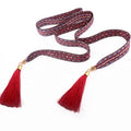 Women's Retro Casual Embroidery Waist Chain Tassel Cloth Belt Accessory