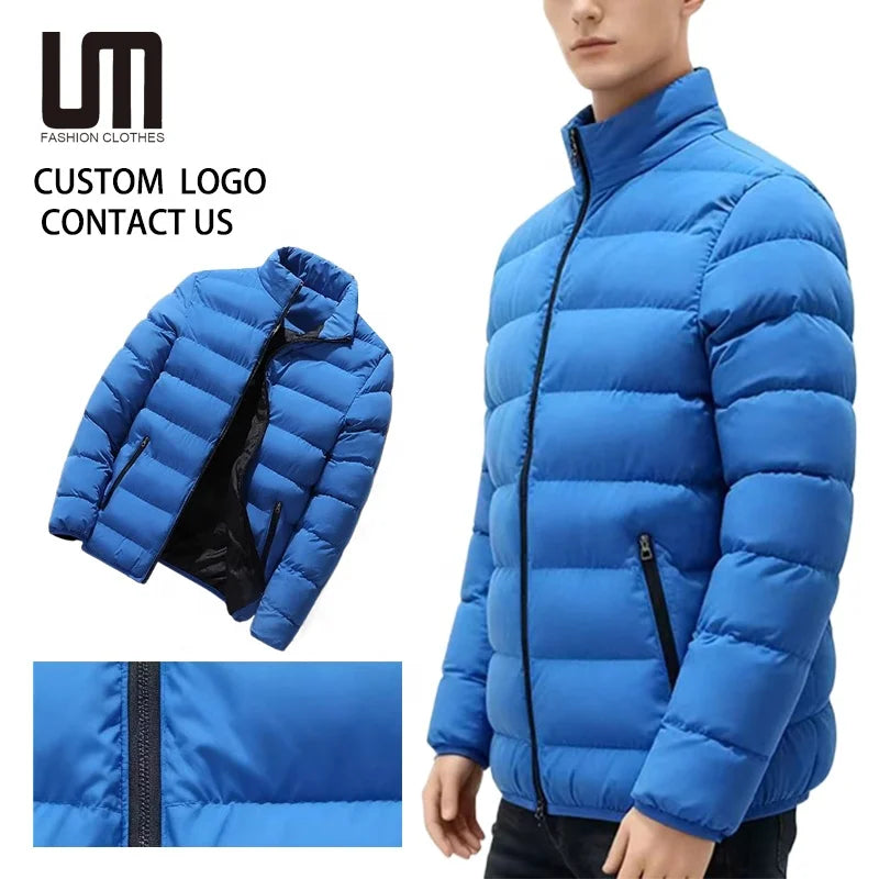 OEM Wholesale Custom Brand Logo Bomber Jacket Men Autumn Winter Casual Warm Eco-Friendly Breathable Stand Collar Patchwork