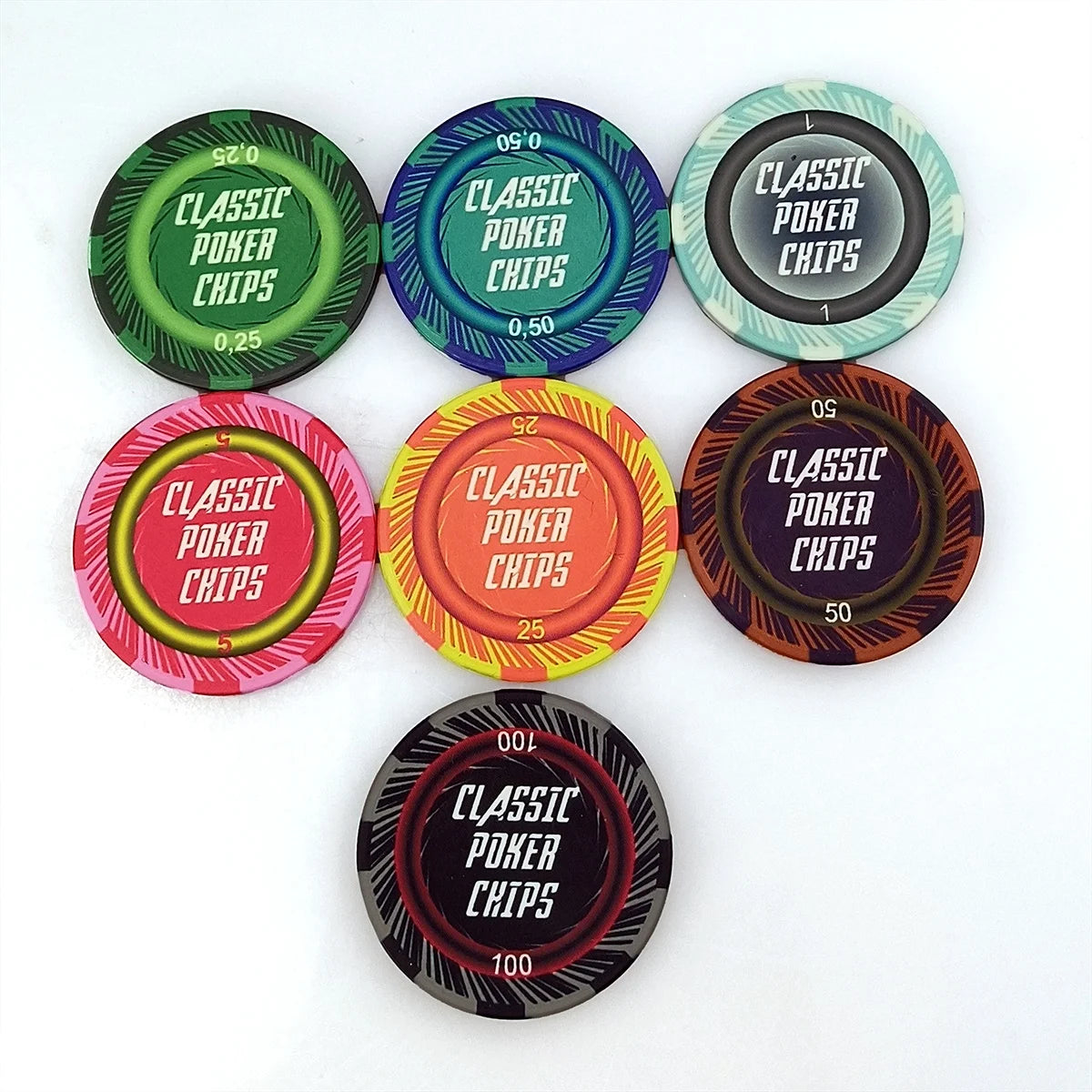 Custom Classic Design of 10g Ept Ceramic Poker Chips with Stars Design 39 43 45 46 50 52mm From Professional Factory in China