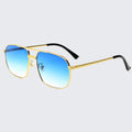 Blue Trendy Big Frame Pc Metal square Shades Sunglasses 2024 Uv protection Sun Glasses