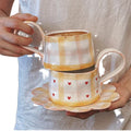 Hand-Painted 350ml Underglaze Ceramic Coffee Cup and Saucer Set Minimalist Breakfast Milk Cup with Tray for Dessert Breakfast