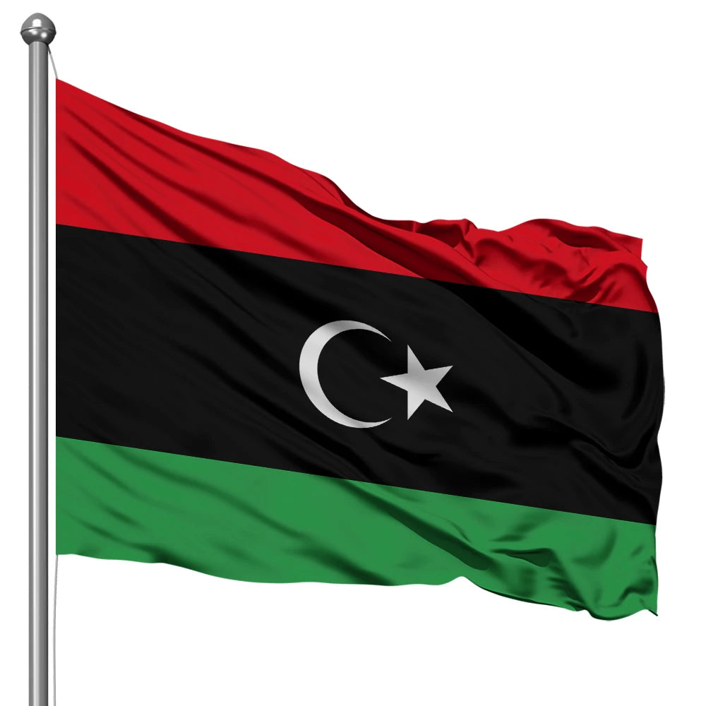 Custom Stadium Fan Sublimation Blanks Double Sided Team Sports Sign Flags Libya Flag