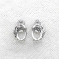 Sterling Silver 5*7mm Semi Mount Stud Earrings Empty Support Blank Claws Setting S925 Base Without Center Stone for DIY Inlay