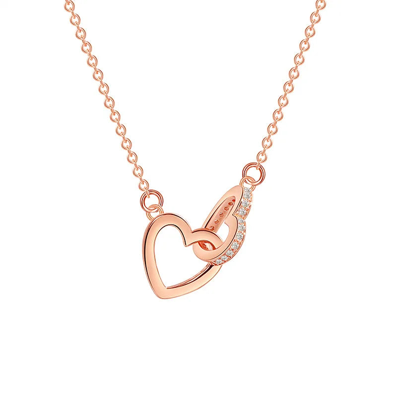 Fashion Micro Pave Rhinestone Crystal Heart Pendant Necklace Hollow Silver with Gold Plating and Pearl for Parties