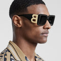 Modern New Attractive Trend  Sun Glasses Wide Leg Oversized Square Sunglasses UV400 Letter Logo