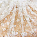90*125cm Soluble Shabby Flower Lace for DressWedding Embroidered Diy Sequin Mesh Fabric Handmade Sewing Supplies Crafts