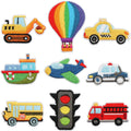 NODA Buck Stock Embroidery Cute Traffic Theme Car air Balloon Flight Traffic Light Ambulance  Steamer Patch for  Kids Cloth Bag