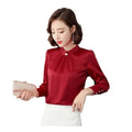 Twill Long Sleeve Button-Down Blouses Women Regular Fit Tops Pocket Casual Business Style Solid Color Spring S-XXL Sizes Front