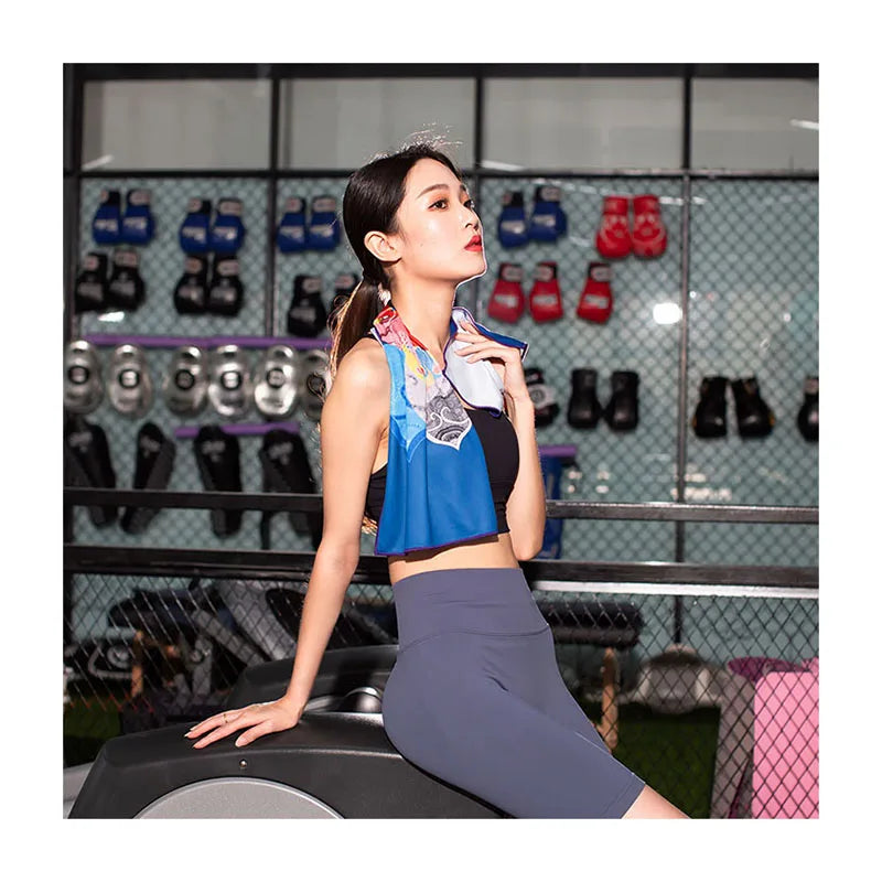 Custom Printed Polyester Neck 220 Gsm Microfiber Cooling Towel for Gym Sports