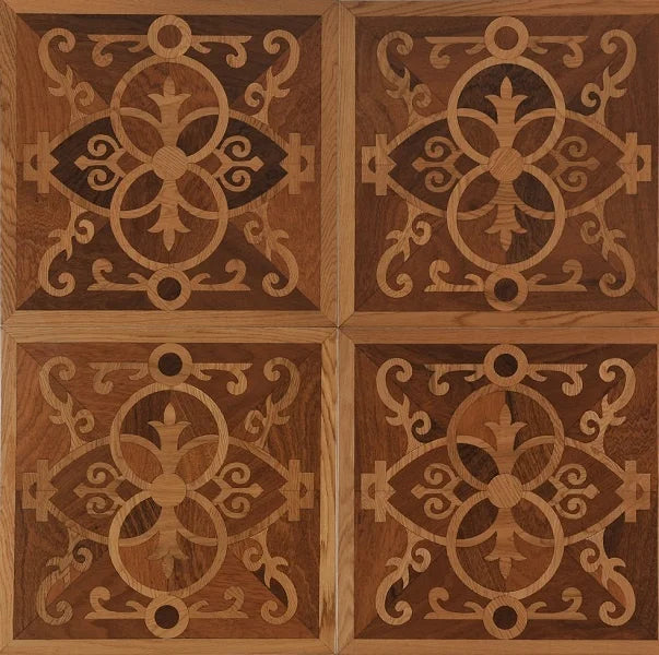 Oak Art Parquet Custom 18mm Thickness Board Geometric Pattern Smooth Surface Brushed Finish Multilayer Traditional Wood Flooring
