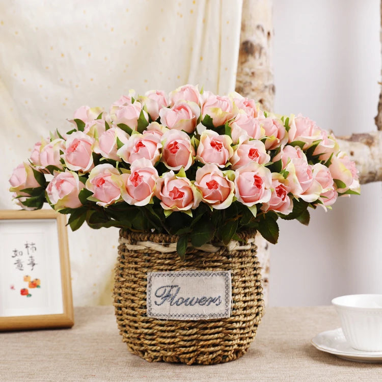 Wholesale Artificial Silk Flowers Roses Wedding Bouquet 10 Heads Bouquet Flower Faux Roses for Wedding Decoration