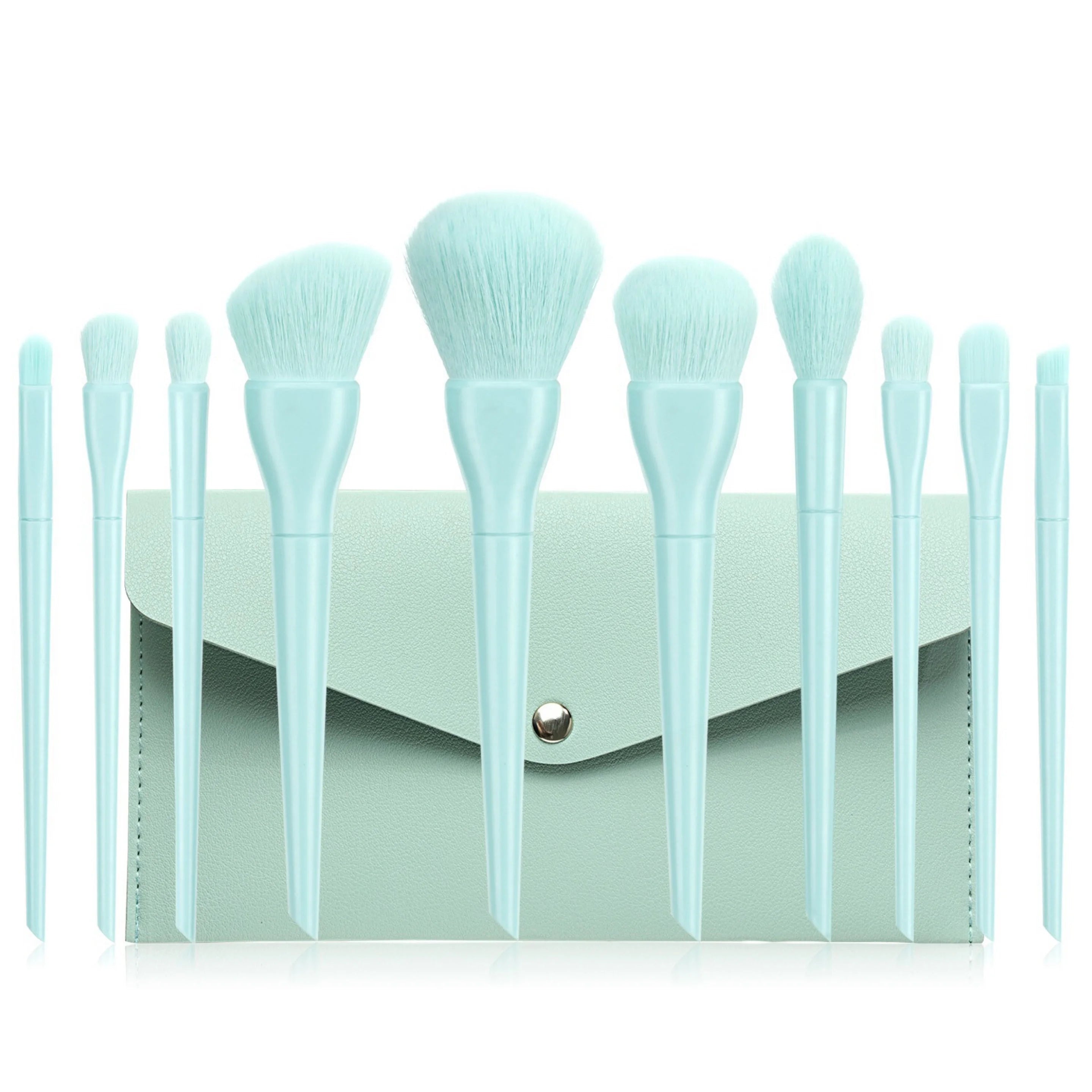 Custom Logo Cheap Price Hot Selling 10Pcs Candy Color Professional Small Makeup Brush Set with PU Cosmetic Case