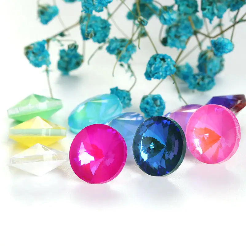 Xichuan10mm/12mm Wholesale Richful Colors Rivoli Shapes Mocha MI Series Crystal Rhinestones Glass Fancy Stones for Jewelry Set