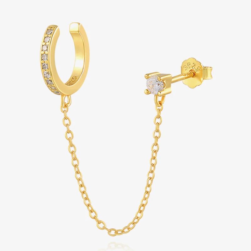 ROXI S925 Sterling Silver Tassels Long Chain Asymmetrical Hoop Ear Clip Earrings