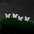 925 Sterling Silver Sweet Cute Butterfly Stud Earrings for Women Exquisite Design INS Jewelry Gifts Zircon for Girls' Party