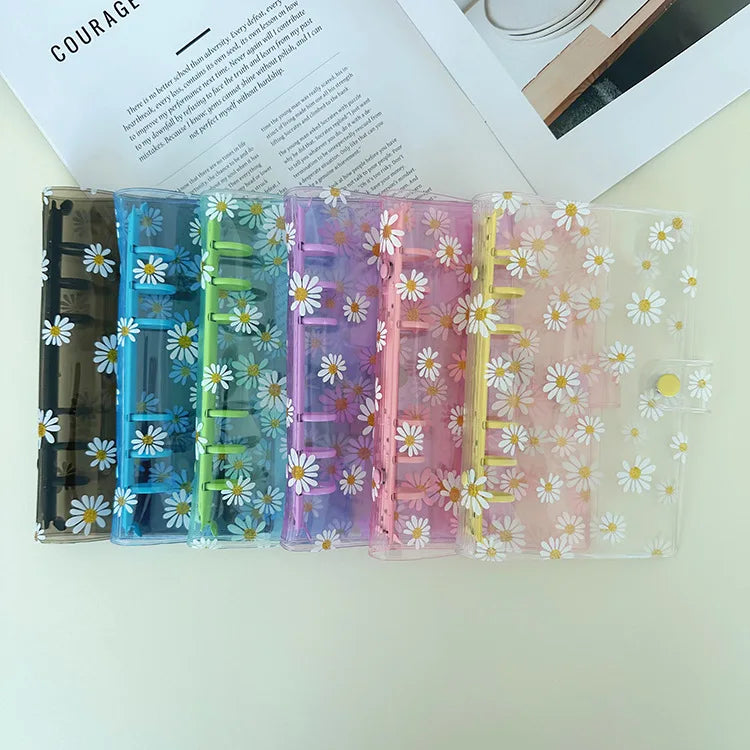 Wholesale A5 A6 Clear PVC Daisy Budget Binder Notebook Transparent Mini Refillable 6 Ring Colored Budget Planner Binders Cover MegaBDM