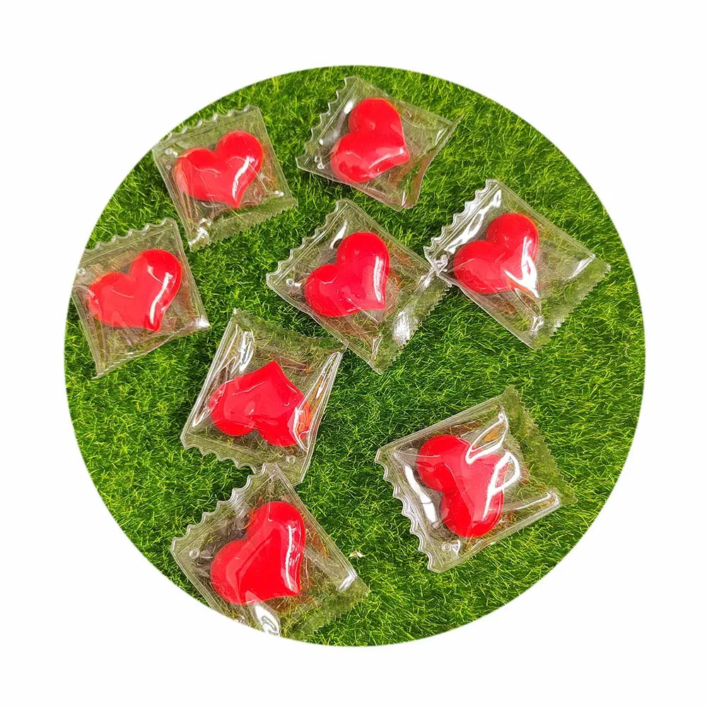 100Pcs Mini Kawaii Red Heart Candy Resin Scrapbook Valentine Flatback Cabochons for Diy Wedding Hairpin Accessories Craft