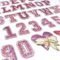 New Iron on  6.5cm 2.55inch Sequin Edge pink Gold Sliver Glitter Letter Number Patches
