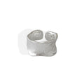 Women`s S925 Sterling Silver Ring Irregular Concave Finger Opening Wide Ring Fine Statement Jewelry