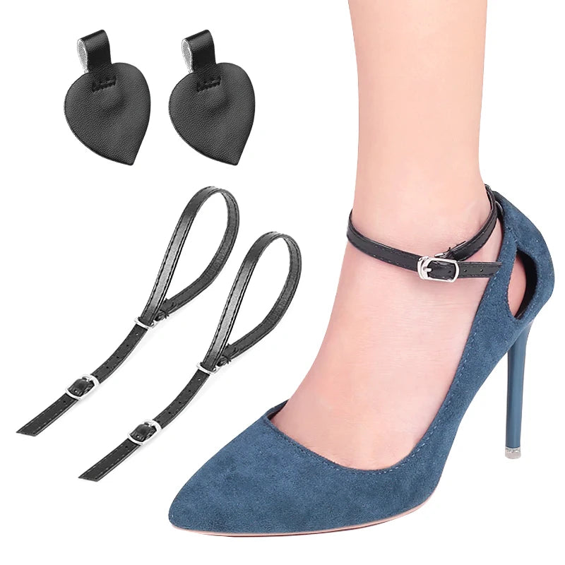 3 Styles Black Elastic Shoe Strap Detachable High Heels Anti-Loose for Shoelace Accessories PU Leather Shoe Straps