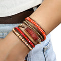 Summer Fashion Women Handmade Armbander Bracelets Crystal Glass Beads Natural Gemstones Mixed Irregular Druzy 5X Wrap Bracelets