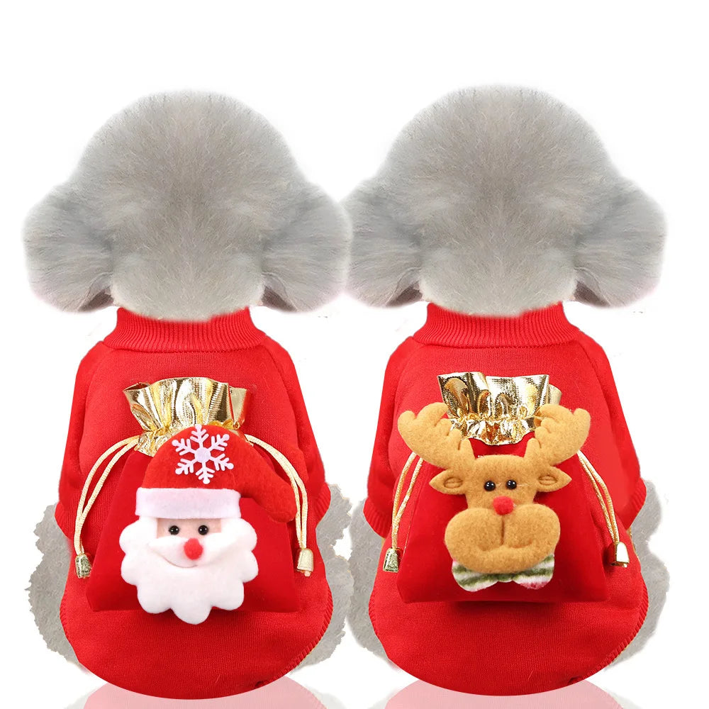Wholesale Winter Warm Santa Elk Christmas Pet Dog Cat Rave Festival Clothes