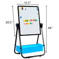 Durable Tinplate Border Double-Sided Dry Erase Magnetic & Chalkboard Easel with Multi-Functional Whiteboard Stand for Kids