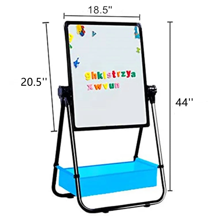 Durable Tinplate Border Double-Sided Dry Erase Magnetic & Chalkboard Easel with Multi-Functional Whiteboard Stand for Kids