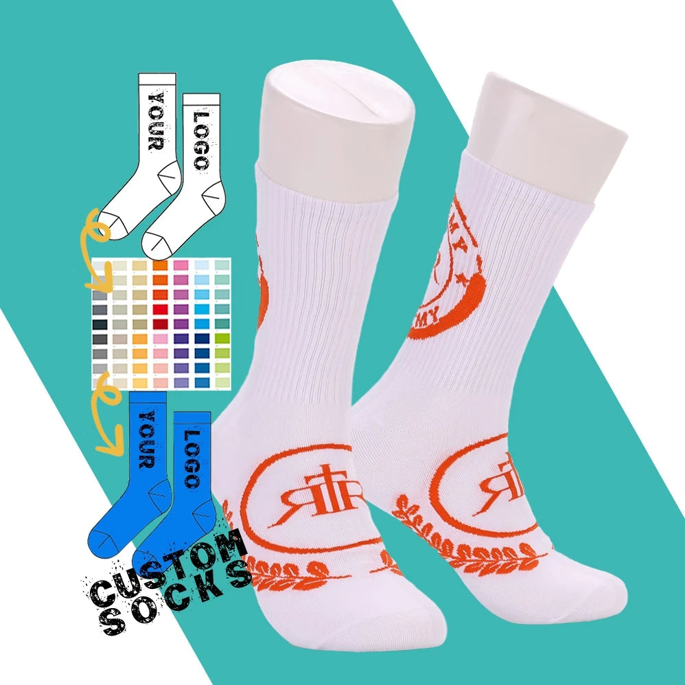 Design Custom Breathable Knit Athletic Sock Unisex Custom Logo Tube Sport Sock Basketball Gym Socks