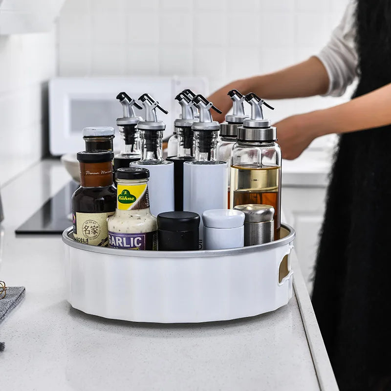 Hot Sale Single-Tier Plastic Kitchen Rotating Organizer Tray PC Material Folding Standing Storage Holder Shelf Box Packaging