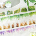 Nature's Realm Series 1Roll Tape Plant Theme Water-Activated Loop Stickers PET Material for Masking Rubber Handbook Decoration