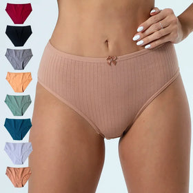 Wholesales Mid Waist Combed Cotton Branded Designer Women Hipster Panties Ribbed Seamless Briefs Underwear for Women