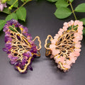 Creativity Natural Stone Wire Wrapped Gravel butterfly Hairpin Hair Accessory Crystal Amethyst Rose Quartz Hair Jewelry