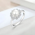 Yh Jewellery 925 Silver Plated Rings Solitaire Freshwater Cultured Pearl Engagement Ring Sterling Silver