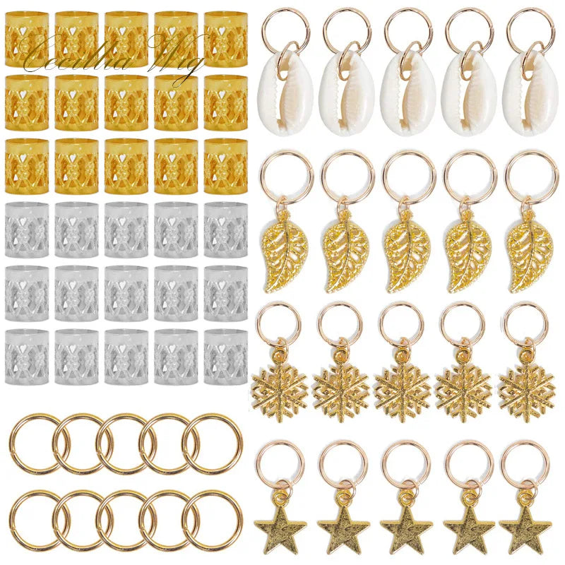 Wholesale Braid Accessories Hair Beads for Girls Hair Beads Dreadlocks Braiding Hair Cuffs Set