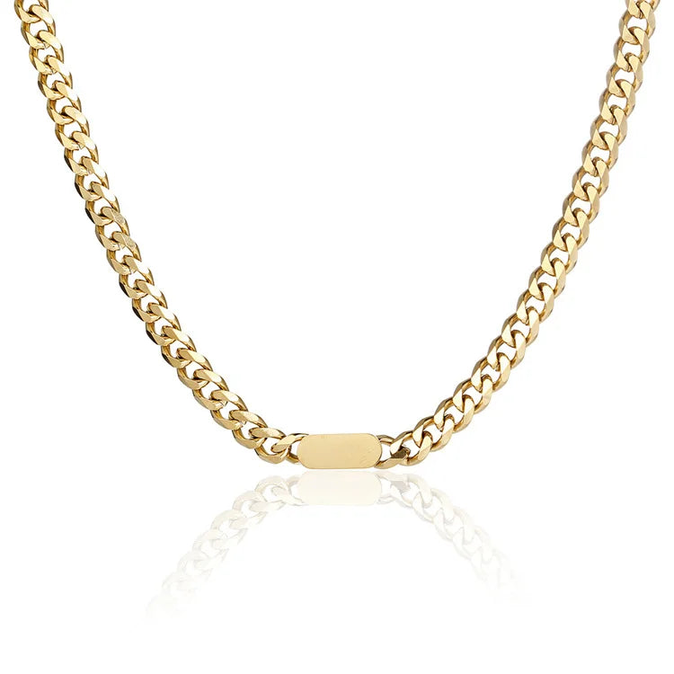 Custom Cuban Link Chain Necklaces baguette Maimi Cuban Chain Anklet Bracelet Stainless Steel Gold Plated Jewelry Sets