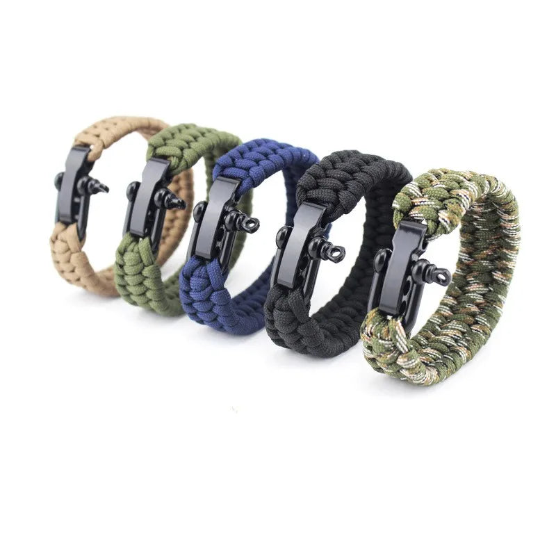 KongBo Parachute Cord Wristband Custom 550 Adjustable Metal Stainless Steel Buckle Shackle Paracord Survival Bracelet