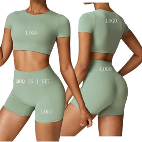 Two-Piece Women's Yoga Set for Fitness Workout Gym-Spandex/Polyester Four-Way Stretch Eco-Friendly Breathable