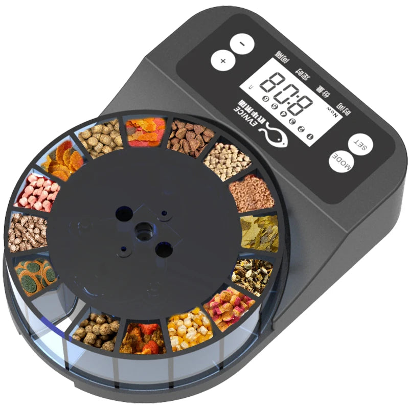 Automatic Wireless Intelligent Remote Control Fish Feeder Eco-Friendly Custom Fish Food Dispenser LCD Display Time Setting